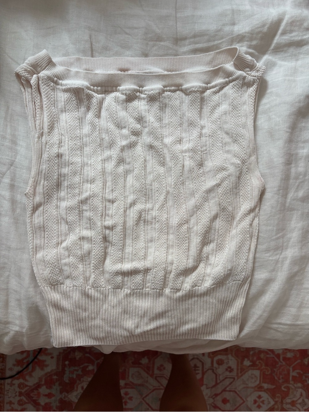 Free People Cream Cable Knit Sleeveless Top